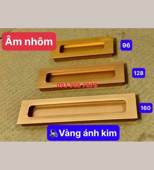 Tay tủ âm TP vàng ánh kim