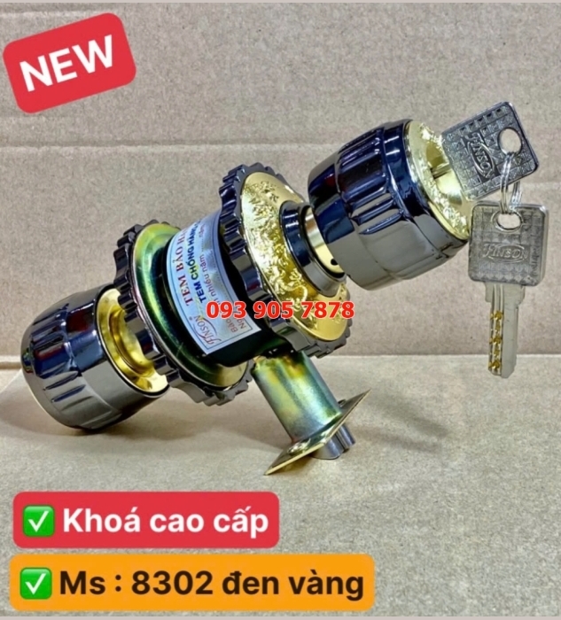 Khóa tròn 8302 đen vàng TP