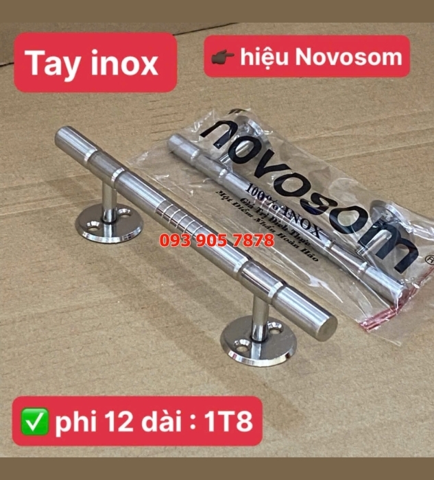 Tay nắm tủ inox phi 12 novosom